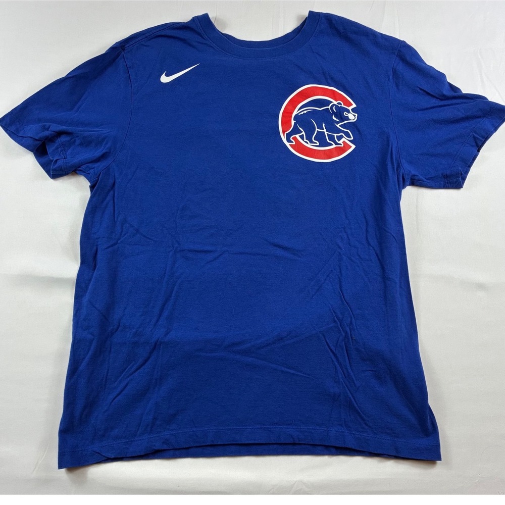 Nike Chicago Cubs T-Shirt Mens Medium Blue Anthony Rizzo 44 MLB Baseball Tee